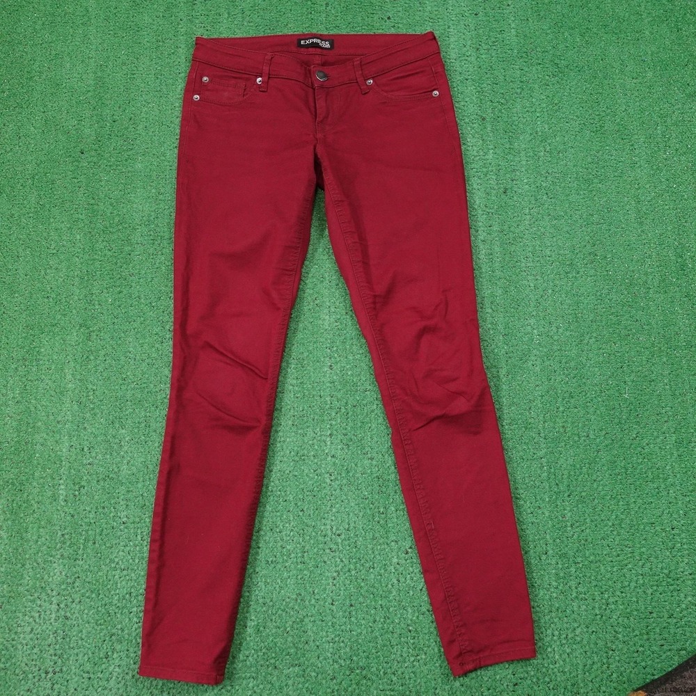 Express Pants Womens 2 Red Jegging Skinny‎ Slim Stretch Denim Pockets 30x29